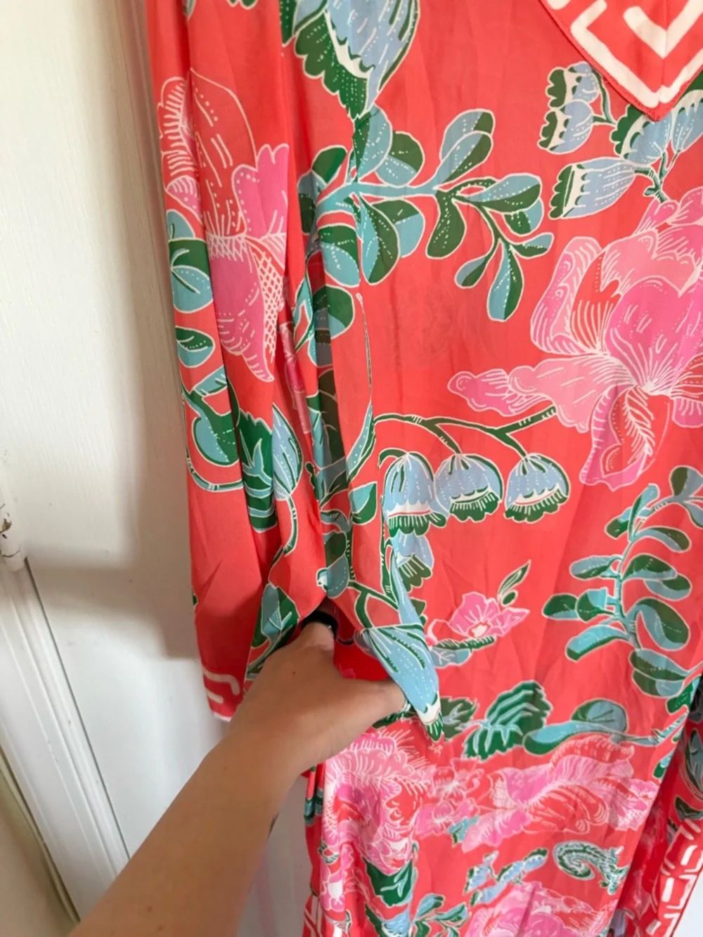 CK Bradley Peppin Caftan Coral Floral Maxi Dress - Picture 5 of 9